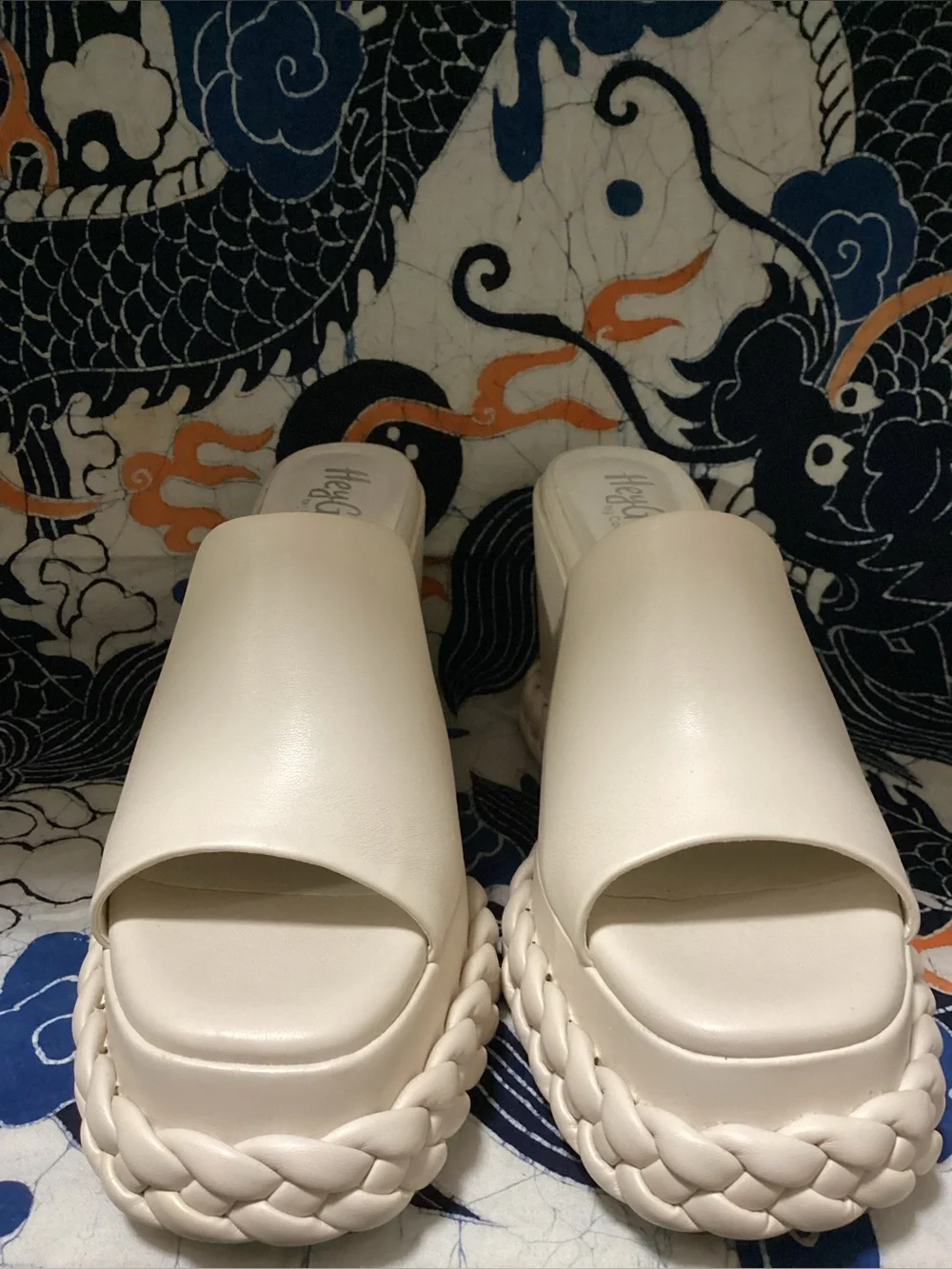 NWOT Hey Girl by Corky’s Bohemian Ivory Vegan Slip on Braided Platform Wedges